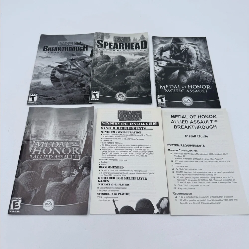 Medal of Honor PC Manual Lot Allied Assault, Spearhead, Pacific Assault++
